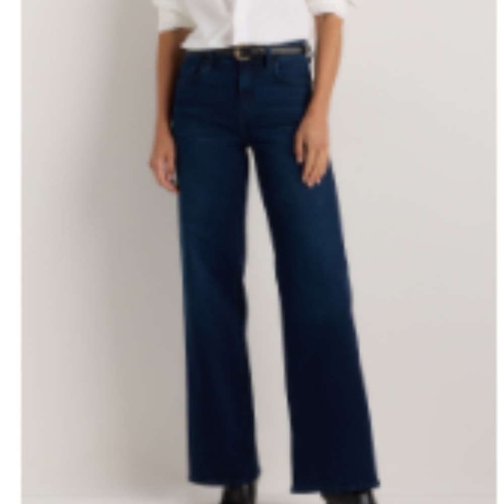Quince Dark Blue Bella Stretch Wide Leg Jeans